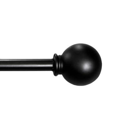 1/2 Inch Black Ball Curtain Rod, Adjustable 48-84 Inches