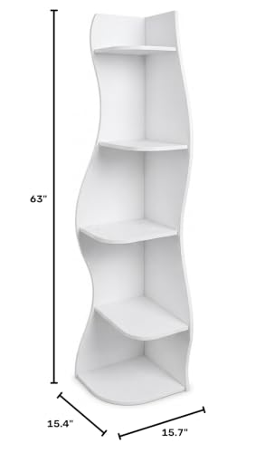 White 5-Tier Corner Shelf with S-Shaped Modern Curved Design