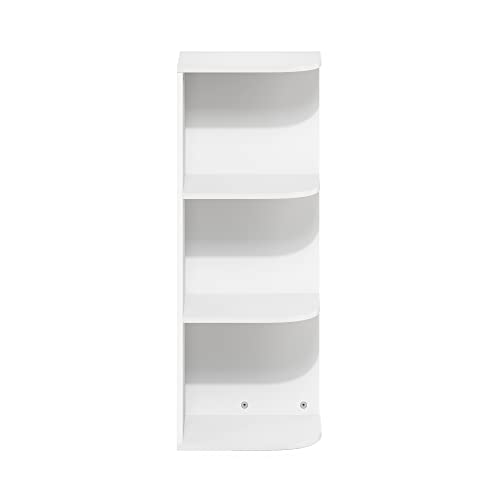 Furinno PASIR Book Shelf, 3-Tier Corner Bookshelf with Open Shelf, Standing Bookcase, 9.3 x 12 x 31.5 for Organization and Storage, for Living Room, Bedroom, Home Office, White