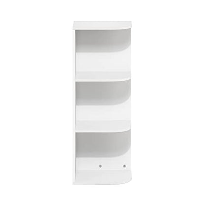 Furinno PASIR Book Shelf, 3-Tier Corner Bookshelf with Open Shelf, Standing Bookcase, 9.3 x 12 x 31.5 for Organization and Storage, for Living Room, Bedroom, Home Office, White