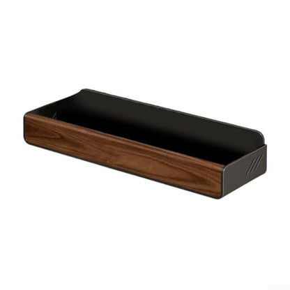 35cm Rotating Suction Wall Shelf for Kitchen and Bathroom - Natural Walnut & Aluminum