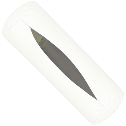 Outdoor Waterproof Neck Roll Pillow Cover - White 16x6in, 2 Pack