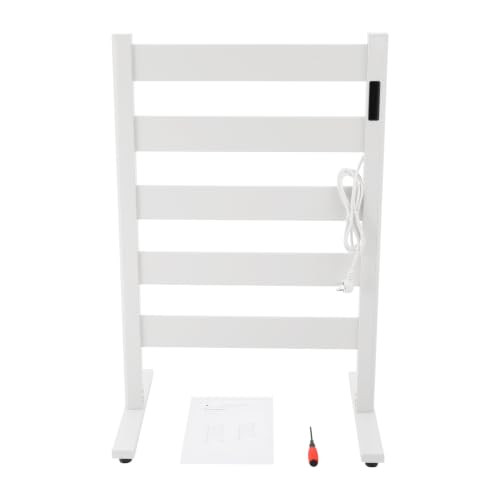 White 5-Bar Electric Heated Towel Rack with Adjustable Timer & Temperature