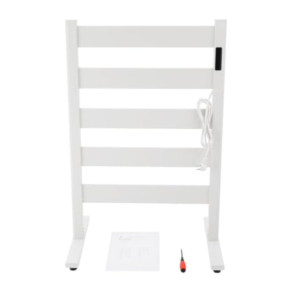 White 5-Bar Electric Heated Towel Rack with Adjustable Timer & Temperature