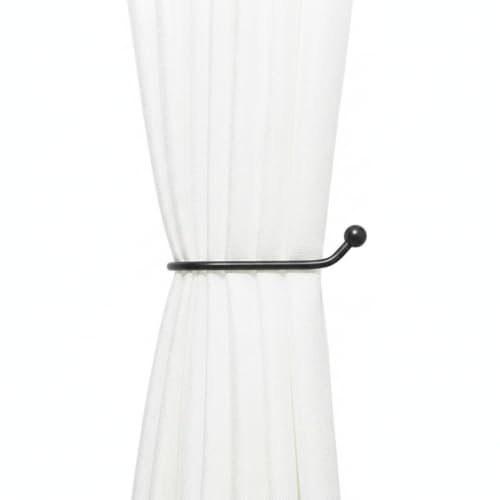 Black Aluminum Curtain Tieback Hooks, Window Treatment Holdbacks for Living Room & Bedroom (1 Pair)