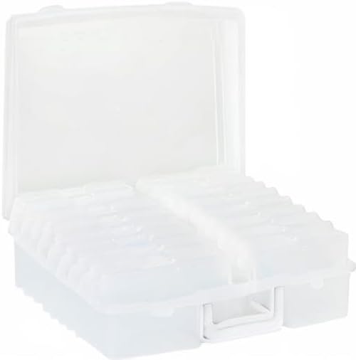 Novelinks Transparent Photo Cases - 4" x 6" Clear Craft Keeper with Handle & 16 Inner Organizers