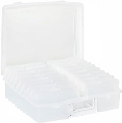 Novelinks Transparent Photo Cases - 4" x 6" Clear Craft Keeper with Handle & 16 Inner Organizers