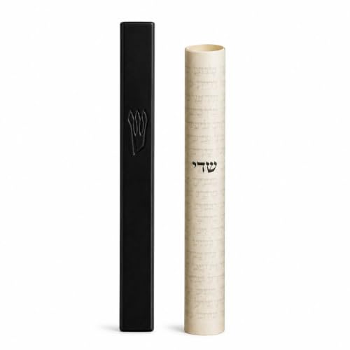 Kosher Mezuzah with Scroll for Door - Aluminum Case, 2.8 Inch Black Variation
