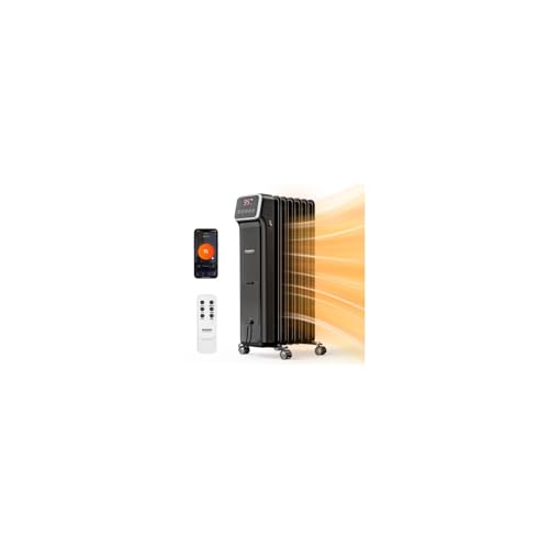 ROVSUN WiFi-Controlled Oil Filled Radiator Heater - 1500W, Black