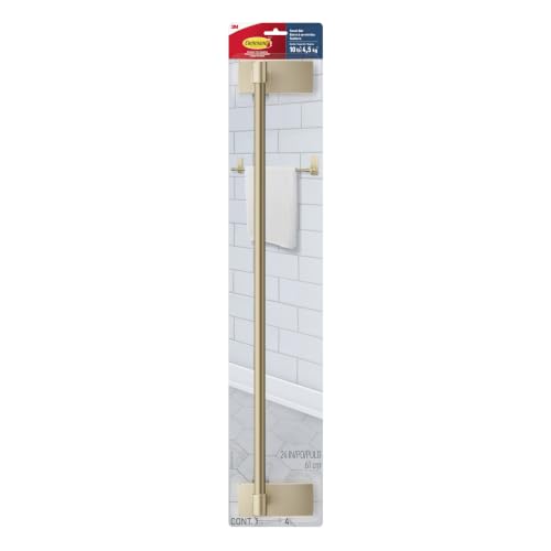 Command Damage-Free Brass Towel Bar for Bathroom - 1 Rod with 4 Strips