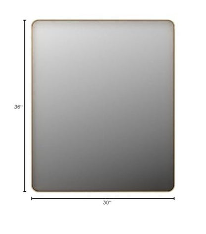 LOAAO 30”X36” Gold Bathroom Mirror, Rounded Rectangle Gold Frame Mirror, Brushed Gold Bathroom Vanity Mirror Wall-Mounted, Anti-Rust, Tempered Glass, Hangs Horizontally or Vertically