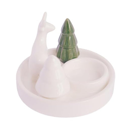 Ceramic Christmas Elk Candle Holder Table Centerpiece Holiday Decor