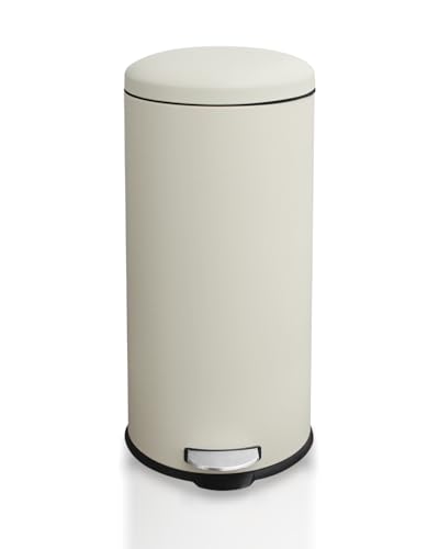 30L Pedal Trash Bin with Soft Close Lid and Removable Inner Bucket - Beige