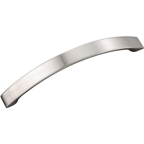 Hickory Hardware 1 Pack Solid Core Kitchen Cabinet Pulls, Luxury Cabinet Handles, Hardware for Doors & Dresser Drawers, 5 Inch Hole Center, Satin Nickel, Raleigh Collection