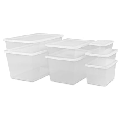 28 Qt Clear Plastic Storage Bin with Snap-On Lid - Under Bed Organization - Single