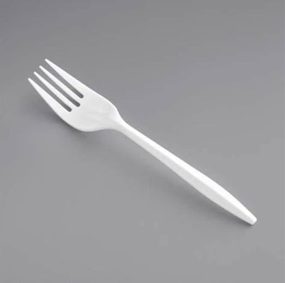 Skiennix 1000 Count Disposable Plastic Forks - Medium Weight, Sturdy & Durable | White Color