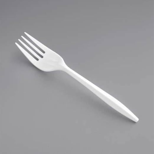 Skiennix 1000 Count Disposable Plastic Forks - Medium Weight, Sturdy & Durable | White Color