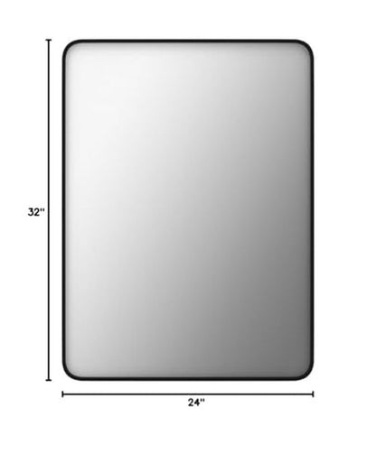 LOAAO 24X32 Inch Black Metal Framed Bathroom Mirror for Wall, Matte Black Bathroom Vanity Mirror Farmhouse, Large Rounded Rectangle Mirror, Anti-Rust, Hangs Horizontally or Vertically
