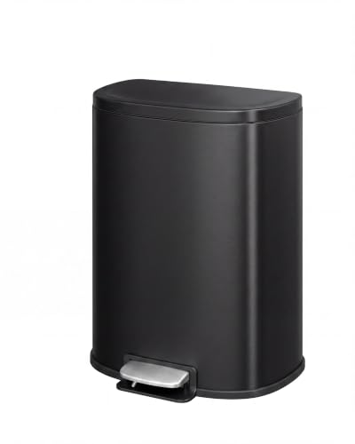 9L Stainless Steel Step Trash Can with Odor Seal & D-Shape Lid for Bathroom & Home