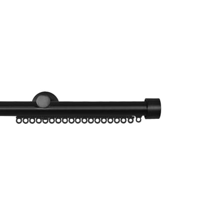 Heavy Duty Black Traverse Curtain Rod with End Cap Finial - Custom Length