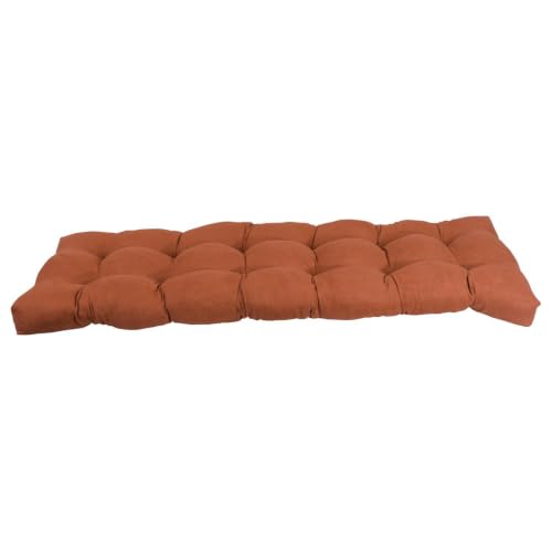 60-Inch Tufted Microsuede Loveseat Cushion - Orange Indoor Outdoor Seat Pad