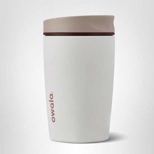 Owala SmoothSip Slider Insulated Stainless Steel Coffee Tumbler, Reusable Iced Coffee Cup, Hot Coffee Travel Mug, BPA Free 12 oz, Vanilla Bean