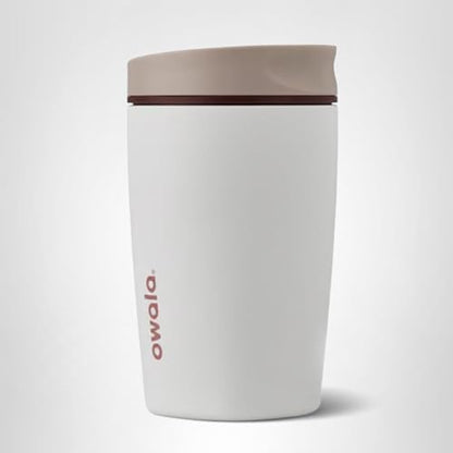 Owala SmoothSip Slider Insulated Stainless Steel Coffee Tumbler, Reusable Iced Coffee Cup, Hot Coffee Travel Mug, BPA Free 12 oz, Vanilla Bean