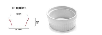 Furmaware Set of 6 Ceramic Ramekins - Non-Toxic Classic White Porcelain Custard Cups - Oven Safe Ramekins, for Baking and Serving Single Servings of Desserts, Dips, and Snacks - (4 oz)