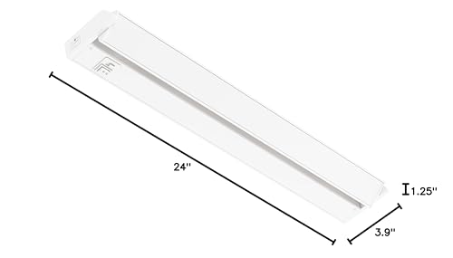 GETINLIGHT 24-inch Swivel LED Under Cabinet Lights, Glass Lens, Selectable White 2700K/4000K/5000K, Dimmable with Wall Dimmers, White Finish, IN-0202-3-WH