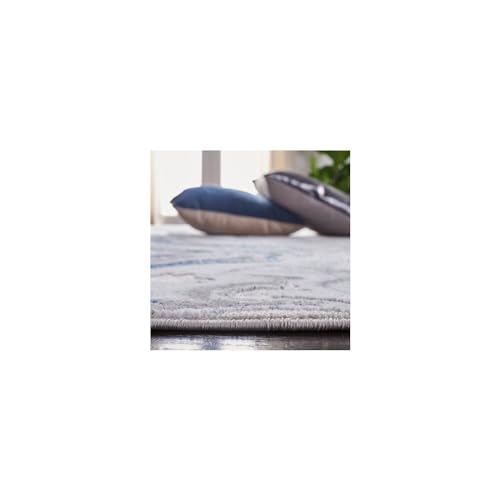 SAFAVIEH Amelia Collection Accent Rug - 2' x 4', Grey & Blue, Modern Abstract Design, Non-Shedding & Easy Care, Ideal for High Traffic Areas in Entryway, Living Room, Bedroom (ALA277F)