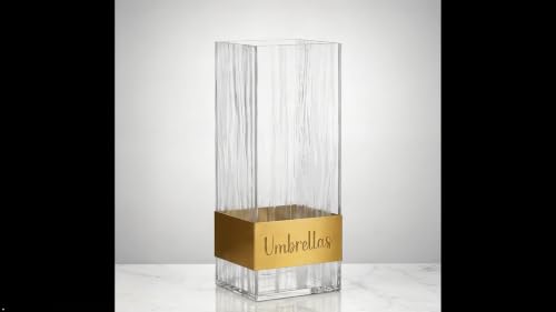 Clear Acrylic Umbrella Stand with Gold Accent - Modern Entryway Organizer
