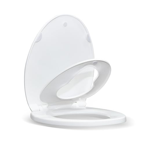Elongated Toilet Seat with Built-In Toddler Seat, Soft Close, 18.5 Inch - Variation of THIS listing