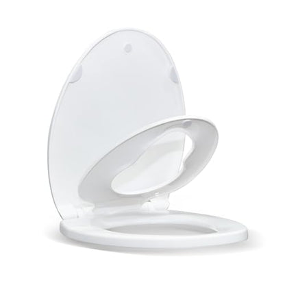Elongated Toilet Seat with Built-In Toddler Seat, Soft Close, 18.5 Inch - Variation of THIS listing