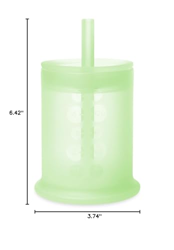 Olababy Silicone Training Cup with Straw Lid | Babies Water Drinking Cup | 6+ Mo Infant To 12-18 Months Toddler | Sippy Cup For Kids & Smoothie Cup | Baby Led Weaning (Kiwi, 5 oz)