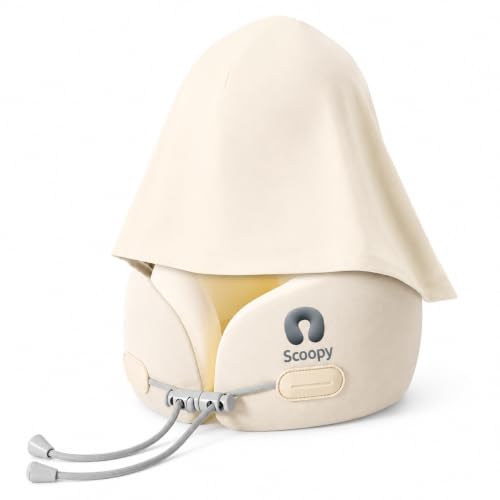 Travel Hooded Neck Pillow Memory Foam with Adjustable Hood & Washable Cover