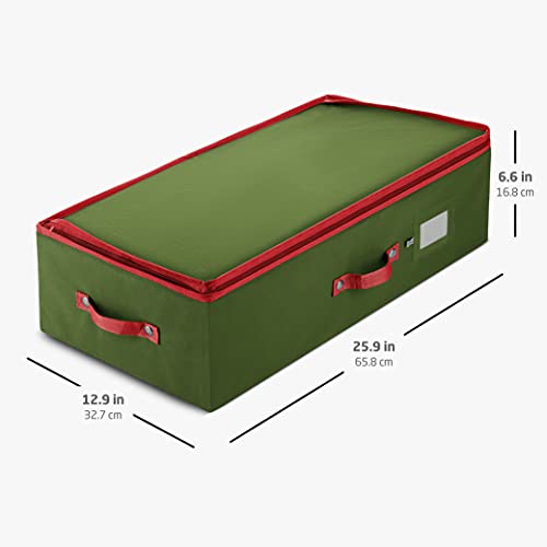 Underbed Christmas Ornament Storage Box - Holds 64 Ornaments with Dividers - Tearproof Oxford Fabric - Green - Variation of THIS listing