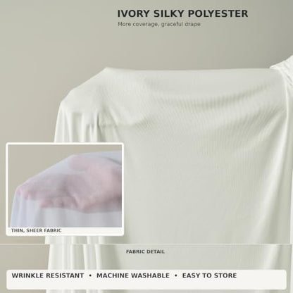 Ivory Ceiling Drapes 50ft Long for Wedding Party & Event Decor - Pack of 2