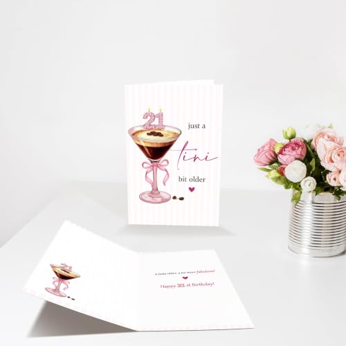 White 21st Birthday Card for Women Her - Funny Martini Themed Celebration