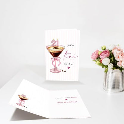 White 21st Birthday Card for Women Her - Funny Martini Themed Celebration