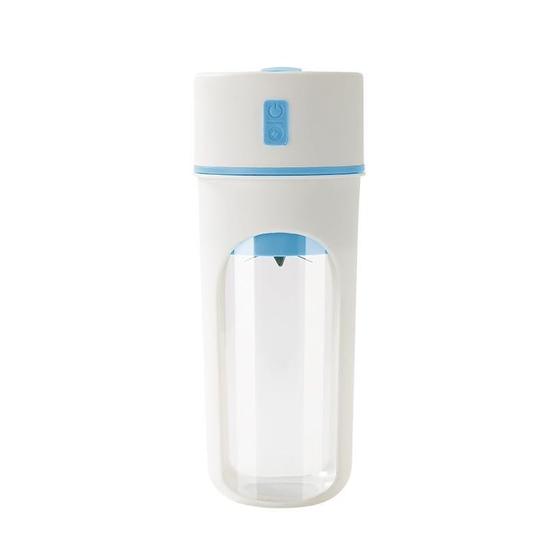 Portable Electric Juicer Blender, USB Rechargeable, Wireless Personal Juice Cup, White and Blue (Blue)