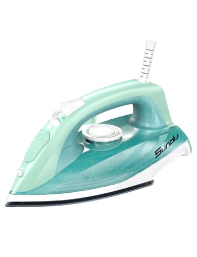 Sundu Steam Iron for Clothes - Light Green, Compact, Fast 15s Heat, Nonstick Soleplate