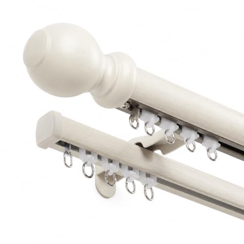 Aluminum Double Curtain Track Rod Wall Mount 12ft with Dual-Layer Light Control