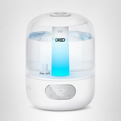 DREO Humidifiers for Bedroom, 3L Top Fill 30H & 26dB Quiet Runtime for Large Room, Cool Mist Ultrasonic Humidifier with Humidity Sensor, Night Light for Home, Baby, Nursery, Plants, New Edition
