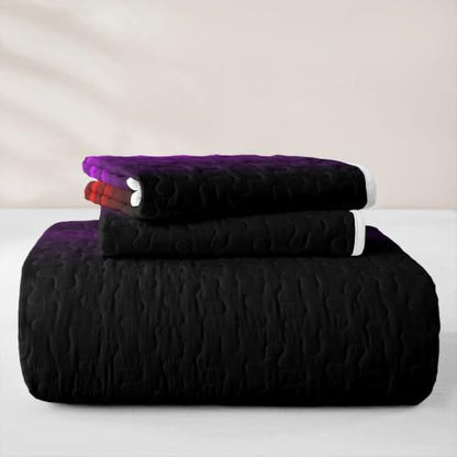 Geometric Red Purple Quilt Set King Size Ombre 3D Print Bedspread with 2 Pillowcases - Ruby Lavender Variation