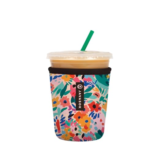 Sok It Java Sok Iced Coffee & Cold Soda Insulated Neoprene Cup Sleeve (Abstract Floral, Small: 16-20oz)