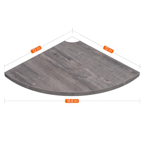 Grey Round Corner Wall Mount Floating Shelves Set of 2 - Rustic & Durable