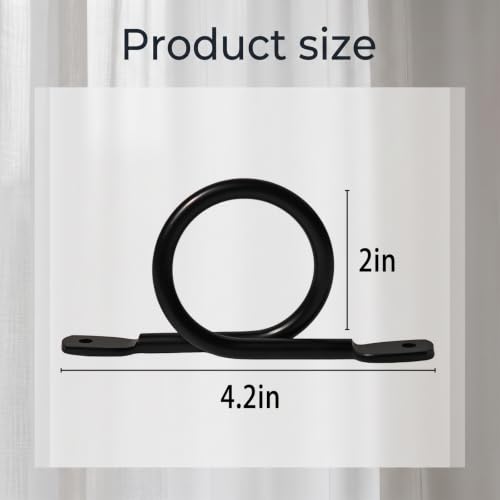 2 Pack Metal Curtain Rod Holders for 1.5 Inch Diameter Rods - Black, Rust-Proof