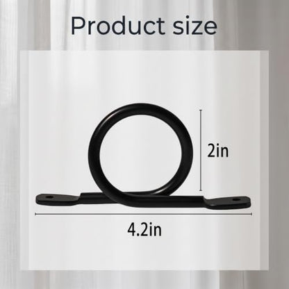 2 Pack Metal Curtain Rod Holders for 1.5 Inch Diameter Rods - Black, Rust-Proof
