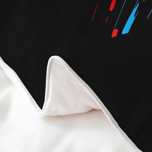 Kids Dirt Bike Duvet Cover Set - Full Size Cotton Racing Motocross Bedding with Zipper Closure - Black Red Variation