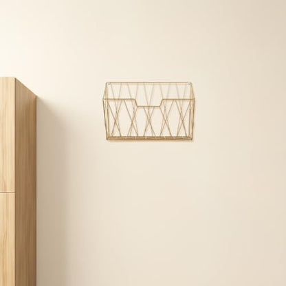 Wall Mounted Mail and Magazine Holder with Gold Finish - Space-Saving Iron Wire Organizer